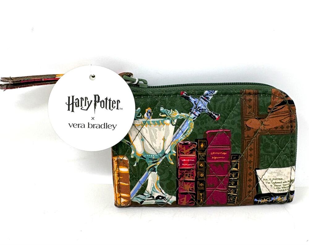 Vera Bradley Harry Potter Hogwarts Library Zip Card ID Pouch Case Keyring *EXACT